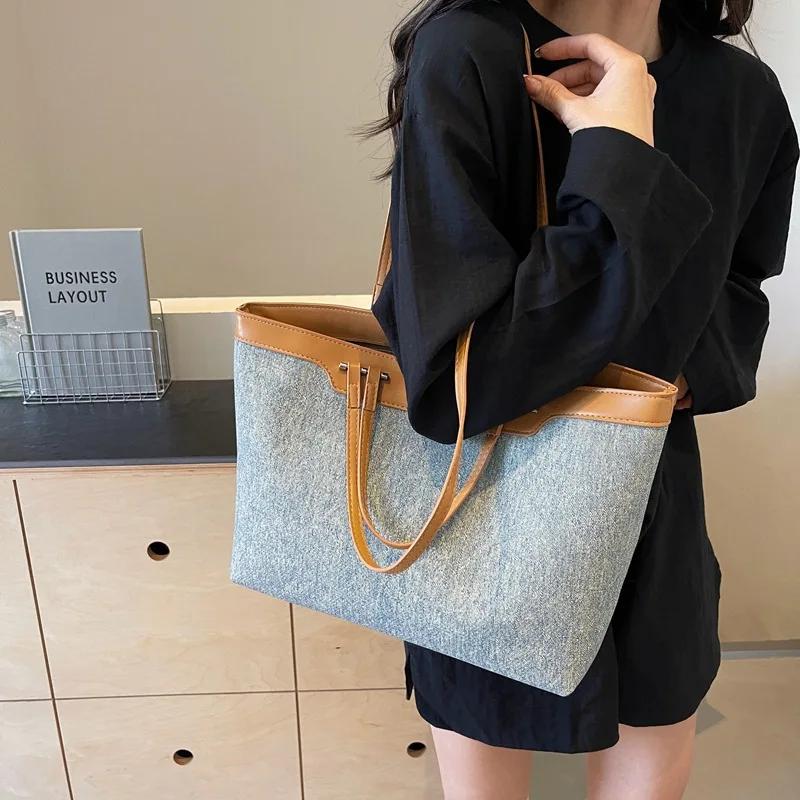 Large Capacity Underarm Bag for Women  Casual Monochrome Bag  Classic Cowboy Shoulder Bag  Feminine Commuting Bag  Fashionable