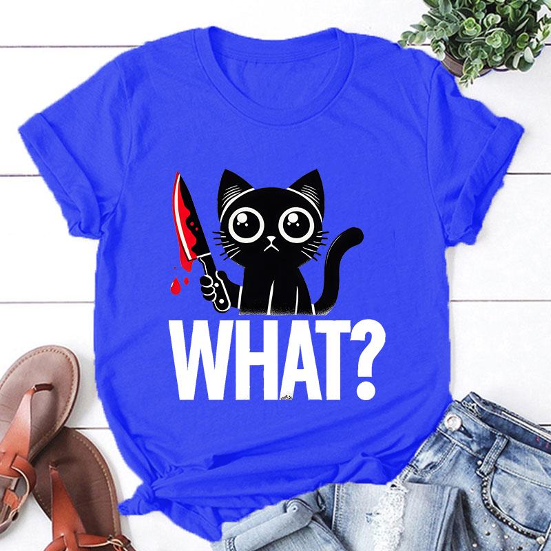 New Cat What Printed T Shirt Women Men Teens Fashion Hip Hop Harajuku Casual Short Sleeve Tops Tees