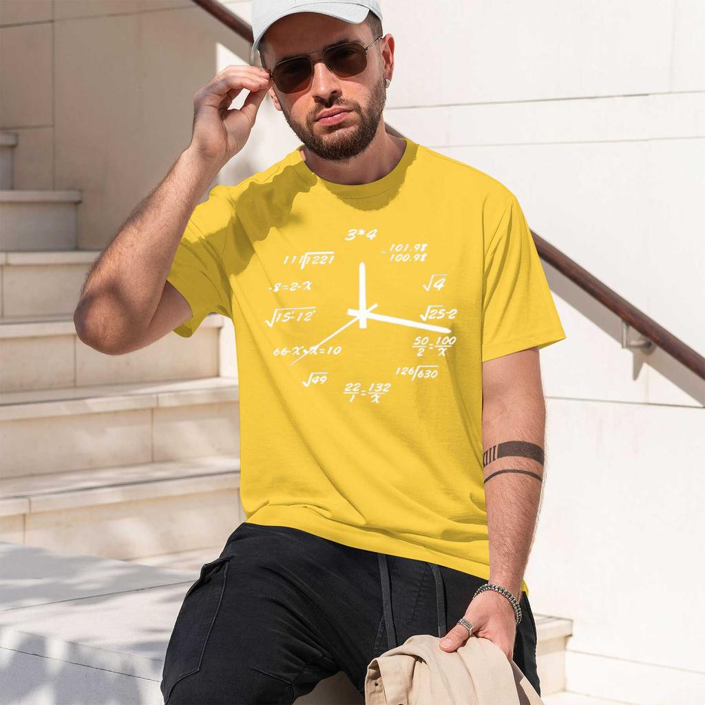 2026 New Model Unisexs Tshirt 100 Cotton Casual Funny Math Clock Print Summer Loose Oneck T Shirt For Unisex Short Sleeve Tshirt