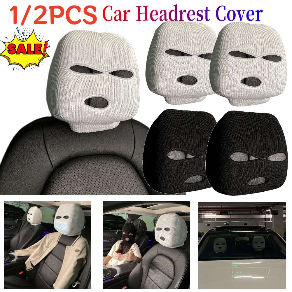 1/2PCS Halloween Car Headrest Cover Decoration 3 Hole Headrest Cover Car Front Seat Headcover Car Anti-Theft Warning Accessories