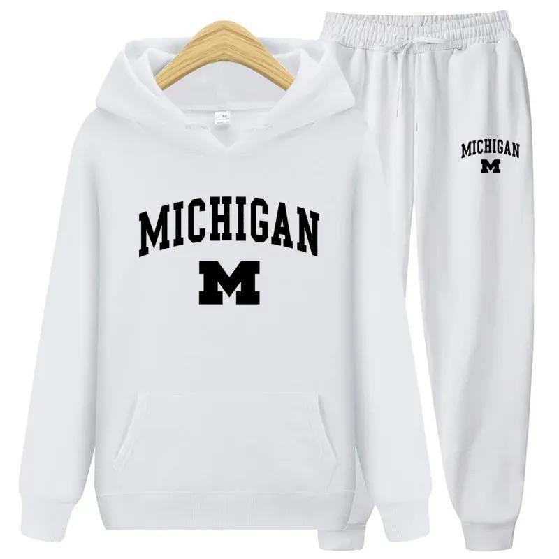 Herbst Winter 2023 Neue Sportswear Trainingsanzüge männer Casual Plüsch Warme Hoodie Set Buchstaben Marke Druck 2 Stück Männliche Outfit