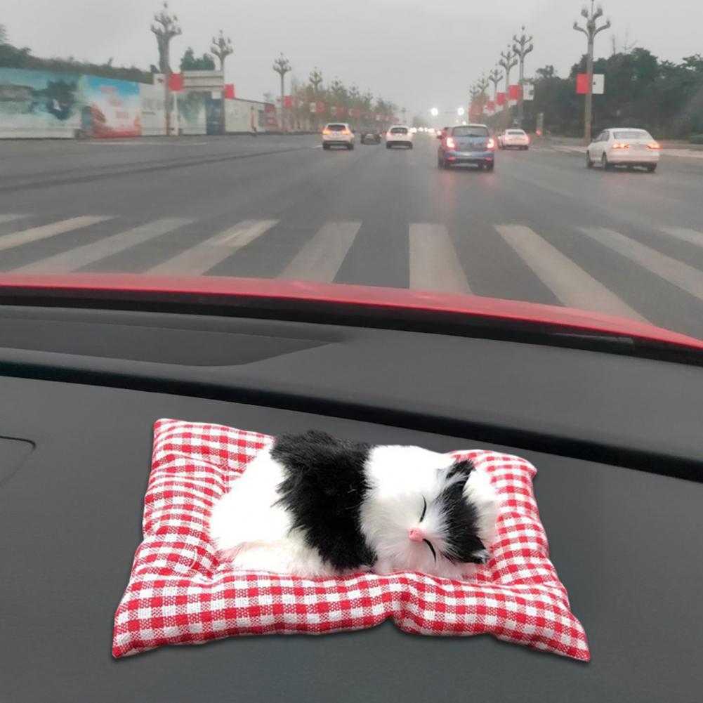 Simulated Sleeping Cat Sleeping Cat Ornament Plush Sleeping Cat Doll with Bamboo Charcoal Mat for Home Car Decor Odor for Office