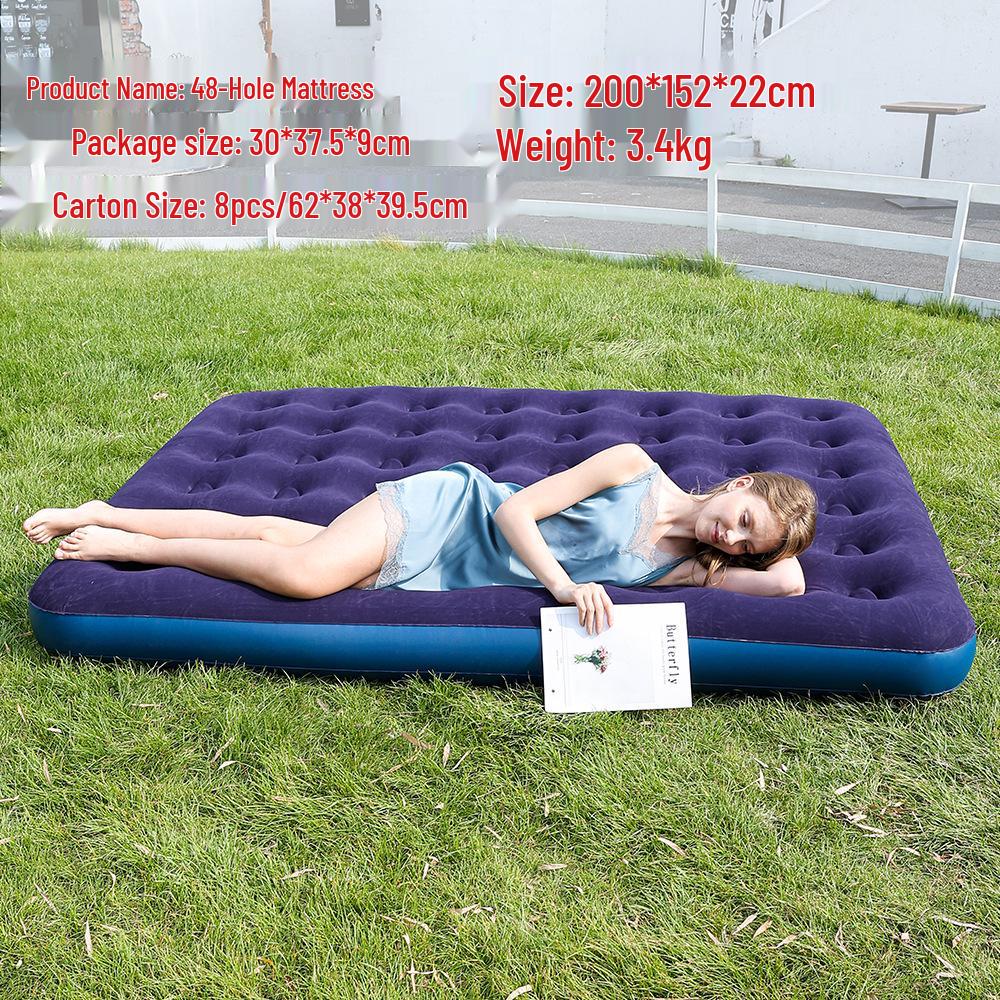 Portable Inflatable PVC Air Mattress - Thickened, Flocked, and Ideal for Camping