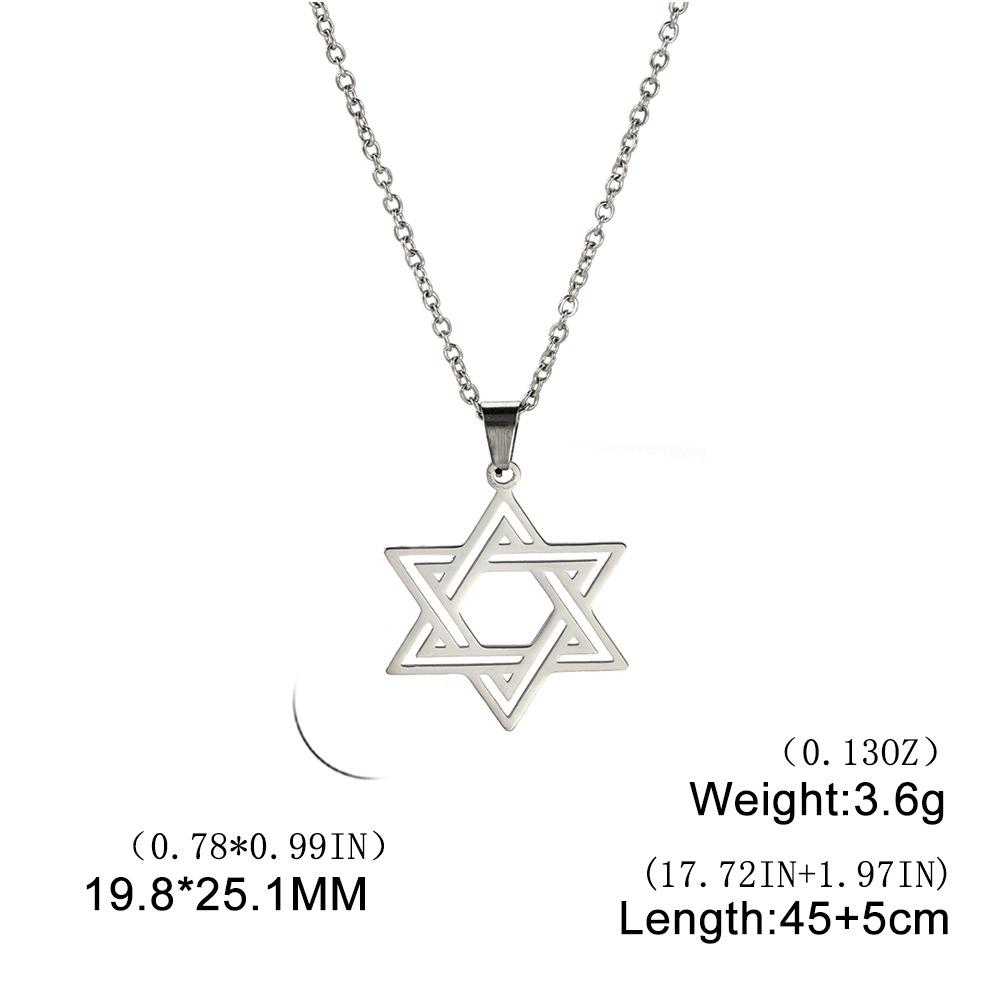 Titanium Steel Hollow Hexagram Pendant Necklace Hip Hop Minimalist Fashion Men's Chain