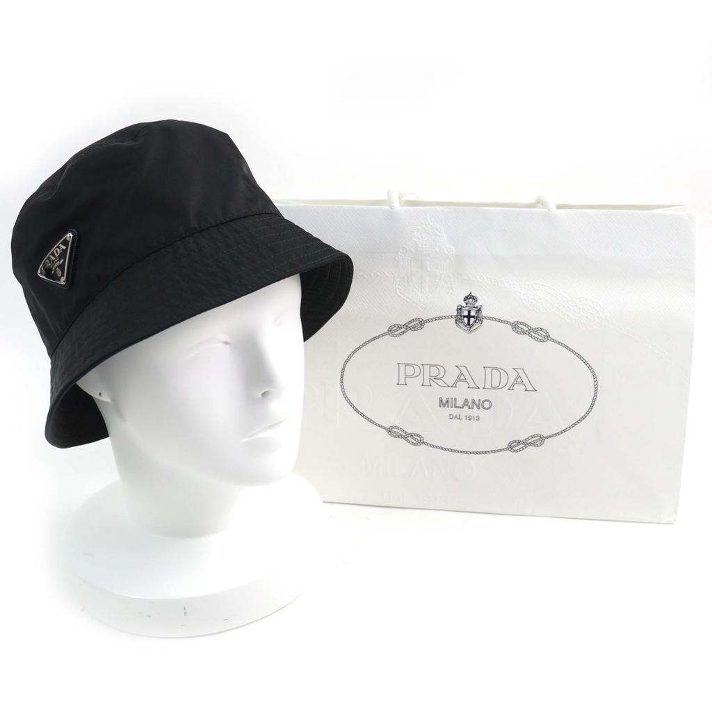 Great PRADA hat Triangle logo with Re-Nylon bucket hat Women M 1HC137 Used
