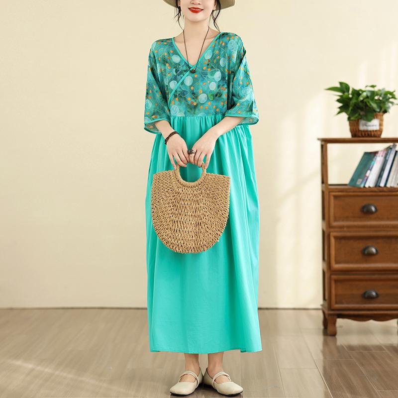DIMANAF New 2026 Women Plus Size Summer Casual Long Dress Cotton Loose Oversize Maxi Beach Sundress Elegant Vintage Lady Print Floral