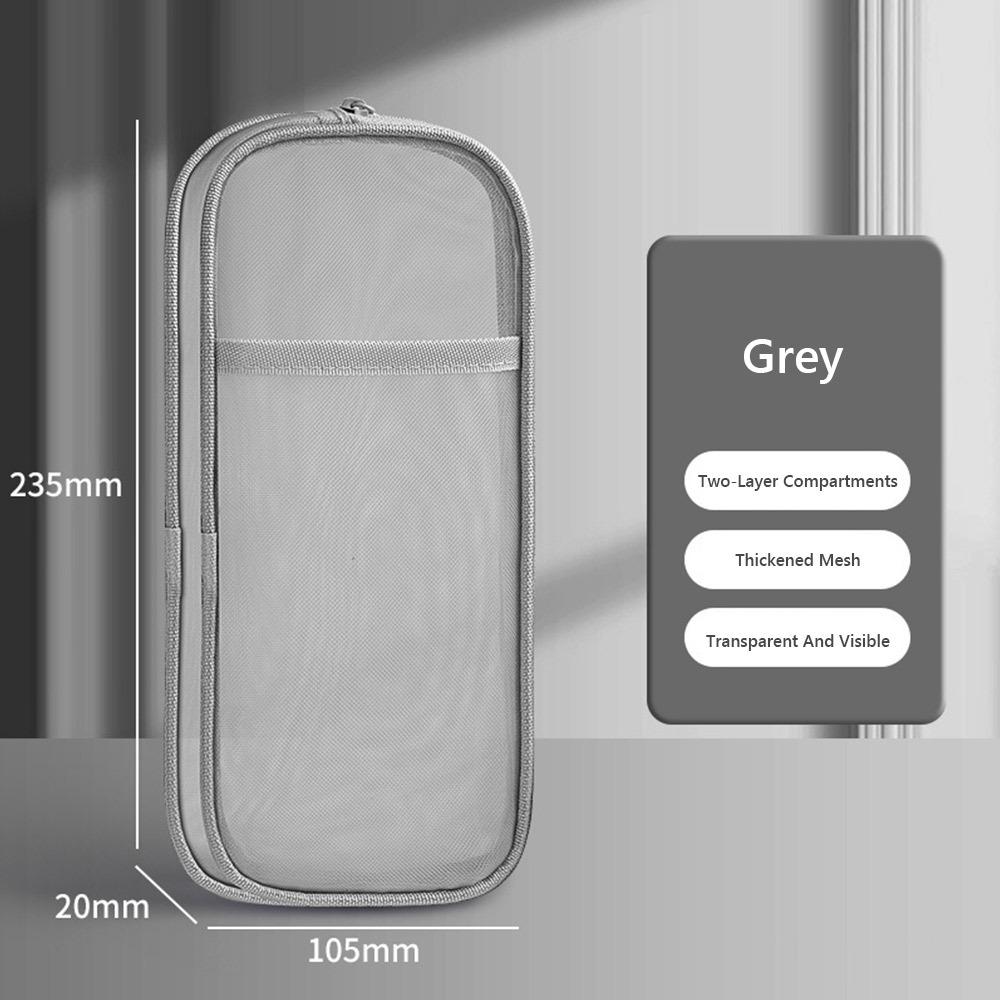 

Double-layer Stationery Bag Mesh Pen Pouch New Pen Bag Gift сірий