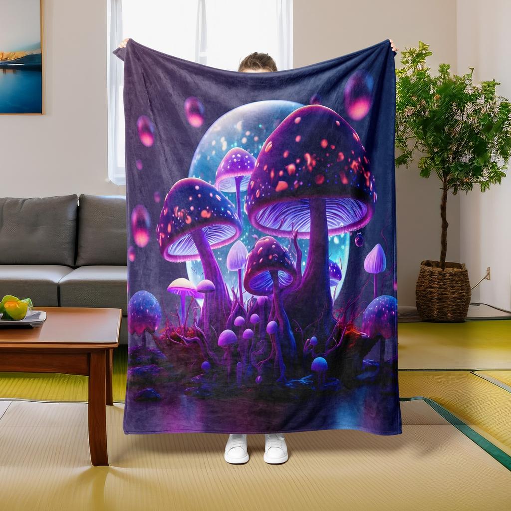 1PC Throw Fantasy Mushroom Flannel Blanket Forest Mushroom arts Bohemia style Soft thin Blankets for Home Car Camping Nap Picnic