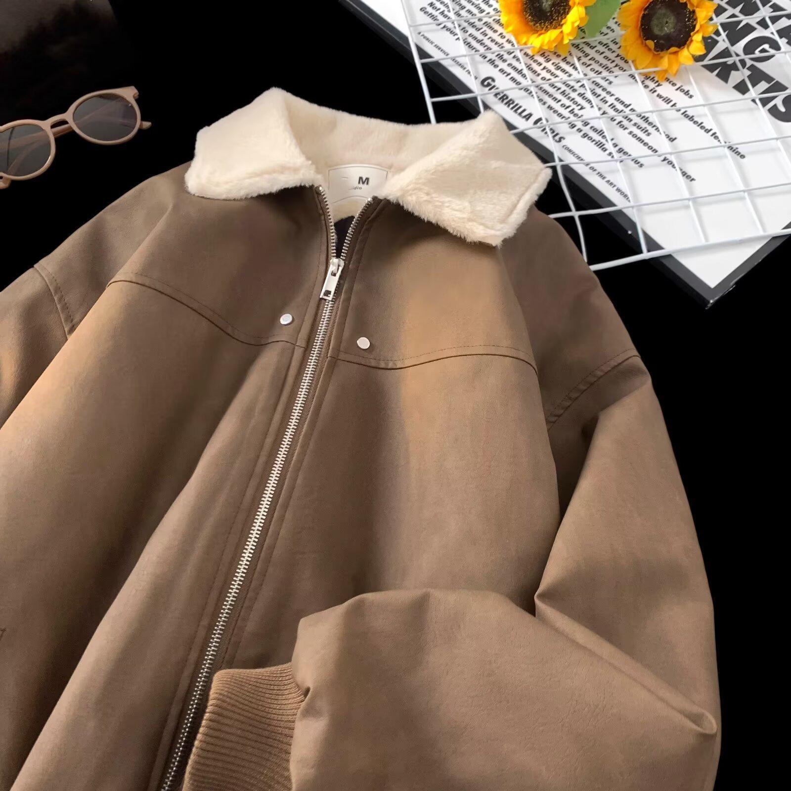 Men s High-End Retro Cotton Jacket with Lambswool - Trendy and Thick for Autumn/Winter 2XL