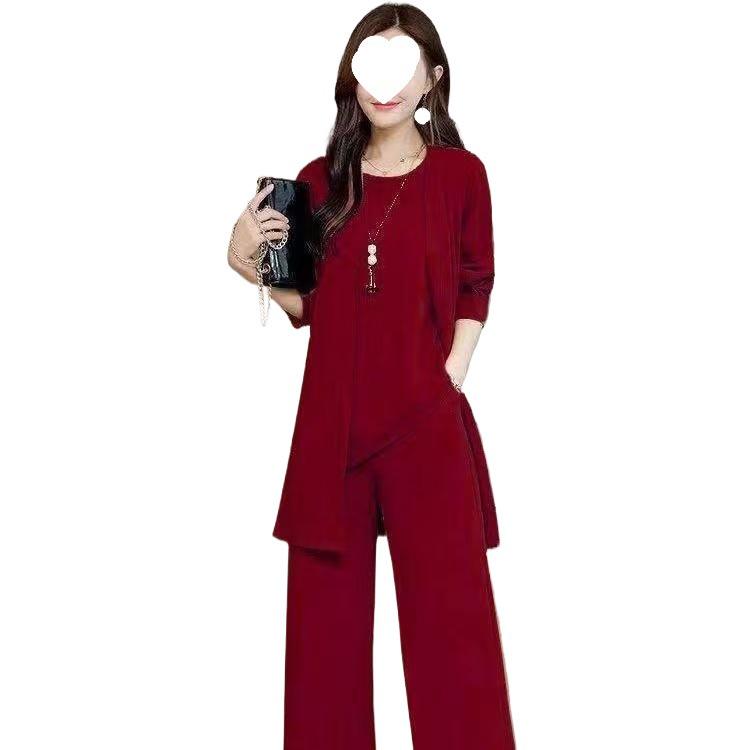 Costume Élégant pour Femme - Pantalon Large Noir - Ensemble Trois Pièces - Automne/Hiver 2025