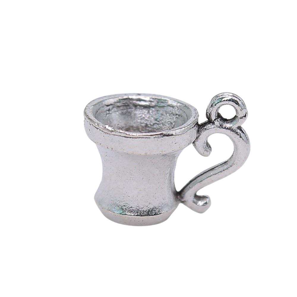 

10шт 3D чайная чашка шармы Шармы Античное серебро Цвет Цинковый сплав 10X15mm
