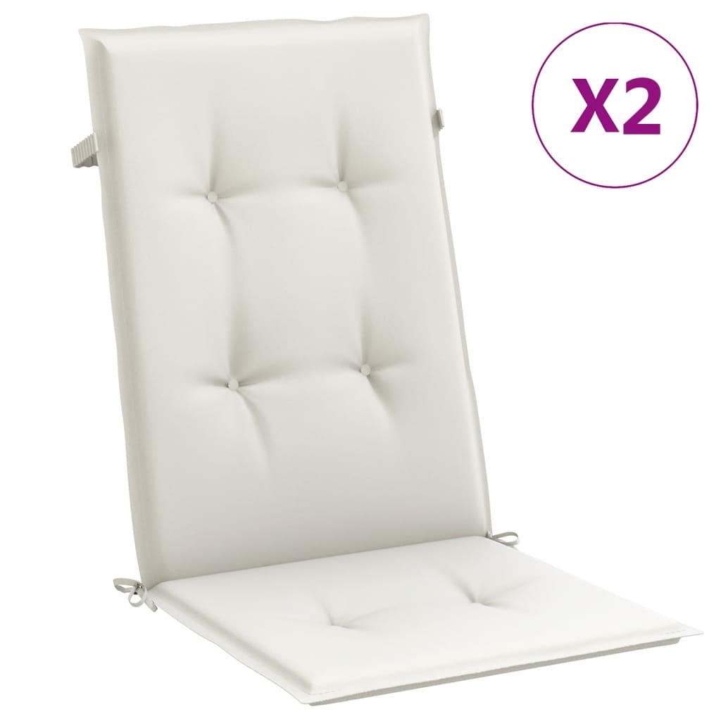 High Back Chair Cushions 2 Pcs Melange Cream 120 X 50 X 4 Cm Fabric