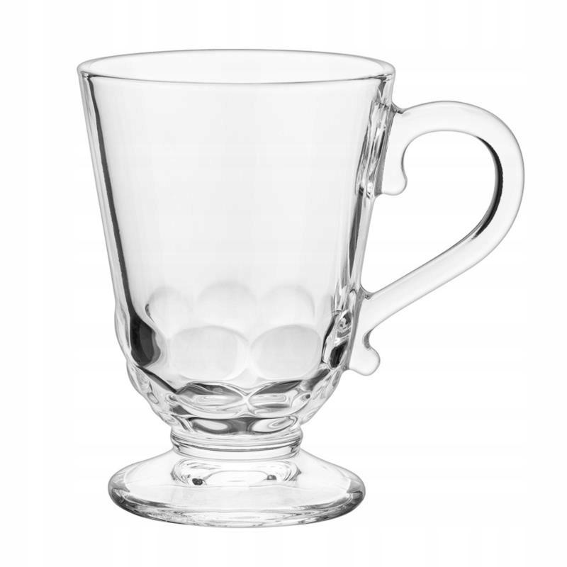 Kubek szklany na stopce do kawy latte tłoczenia 320ml 1szt Siena