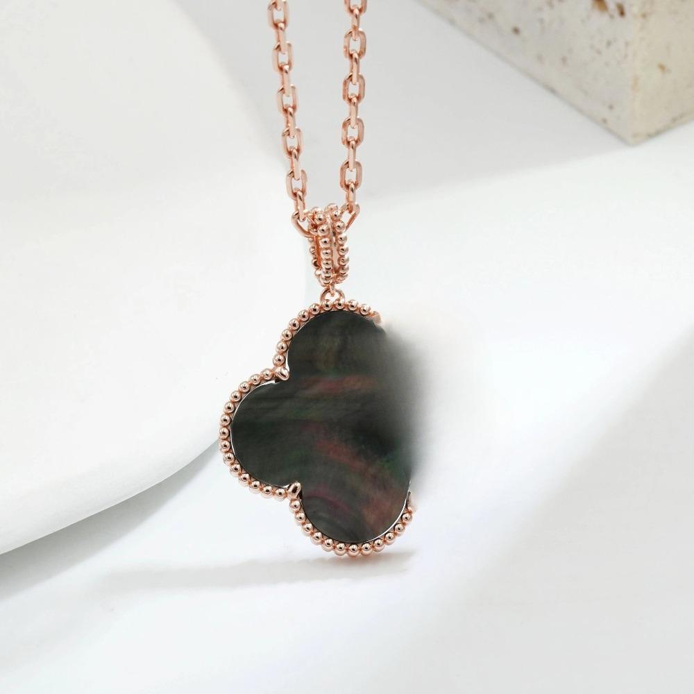 V Gold Four-leaf Clover Plated 18K Gold Necklace with Jewelry Women's High Version White Fritillary Rose Gold Pendant Light Luxury Niche