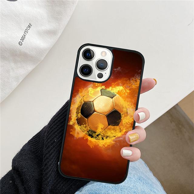 

Fire Football Ball Soccer Phone Case For iPhone 17 Air 15 16 Cover 11 13 14 Pro Max 12 Plus Max Fundas iPhone 13pro