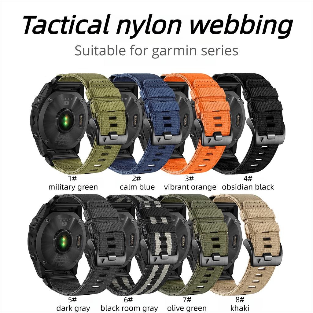 22mm/26mm QuickFit Nylon Strap for Garmin Fenix 8 Pro 8 7X 7 Pro/Tactix 8/Instinct 3 2X/Forerunner 970 965 955/Descent G2/Enduro 3