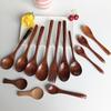 Camphor Wood Japanese Spoon Set: Long Handle, Solid Wood for Soup, Rice, Tea, and Seasoning.