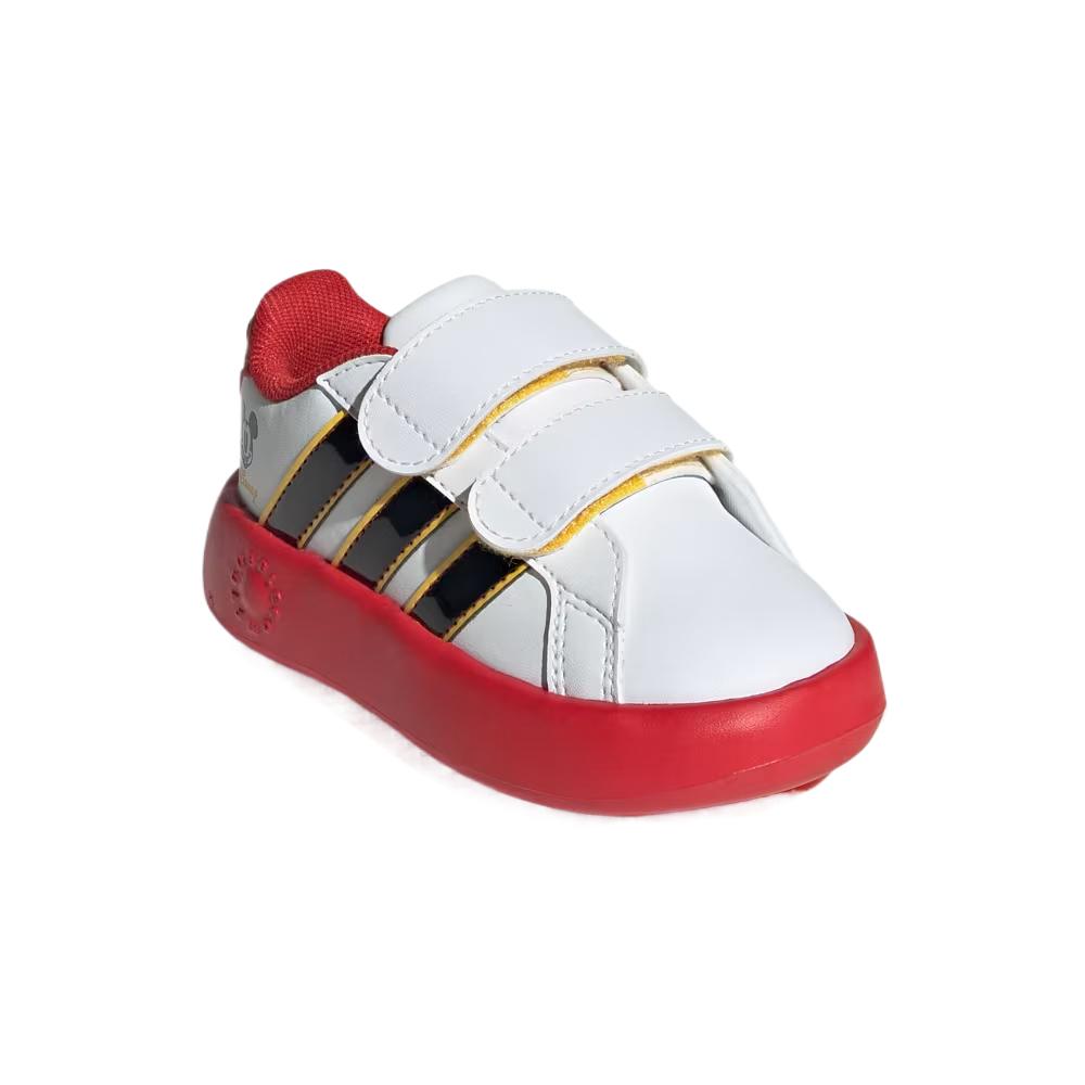 Adidas Disney X  Grand Court Synthetic Leather Comfortable Casual Soft Minimalist Low-Top Walking Shoes Baby Shoes Cloud-White Black JQ8070