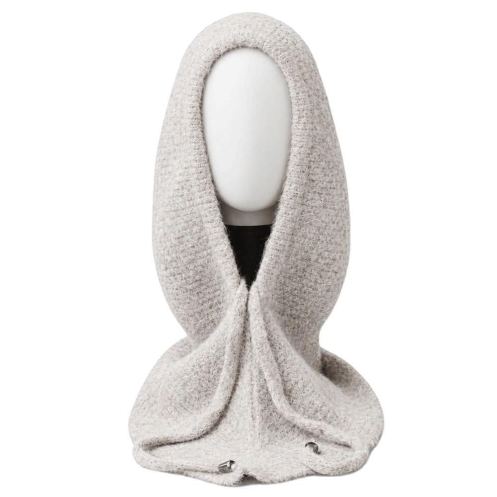 Thick Yarn Winter Balaclava Hat Ear Protection Integrated Scarf Cap Cute Knit Hood  Skiing Trip