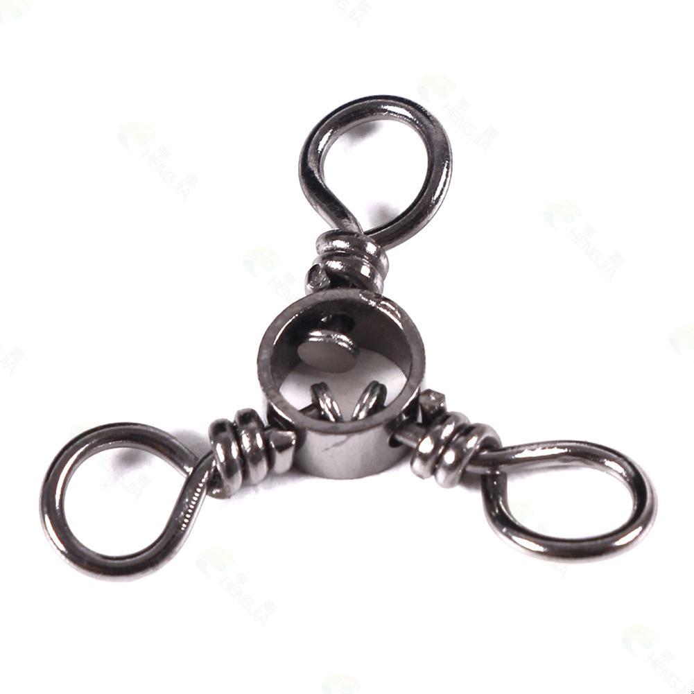 50 Pcs Steel 3 Side Rolling Swivel Hollowed Lure Accessories Linker Pins 3 Rings Fishing Hook Connector Fishing Gear Parts