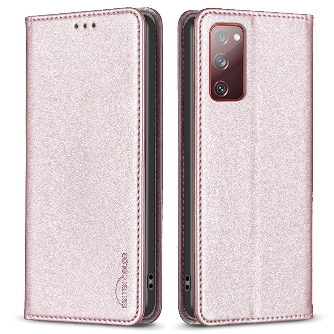 

BINFEN COLOR BF18 for Samsung Galaxy S20 FE/S20 FE 5G/S20 FE 2022/S20 Lite Phone Case Stand Card Holder Leather Cover Rose Gold