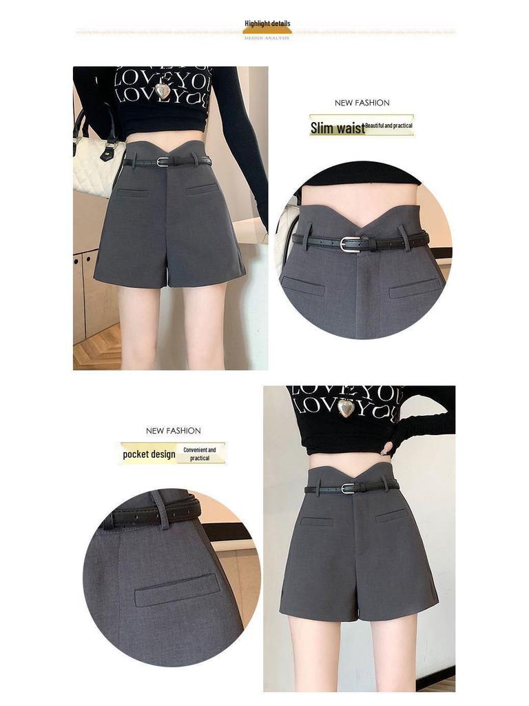 Women's High-Waisted A-Line Wide-Leg Pants - Autumn/Winter Casual Slimming Suit Shorts