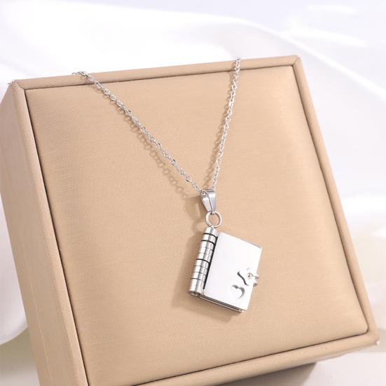 Titanium Steel Book Necklace Openable Mini Book Pendant Necklace Love Book Charm Necklace Jewelry Gift for Her