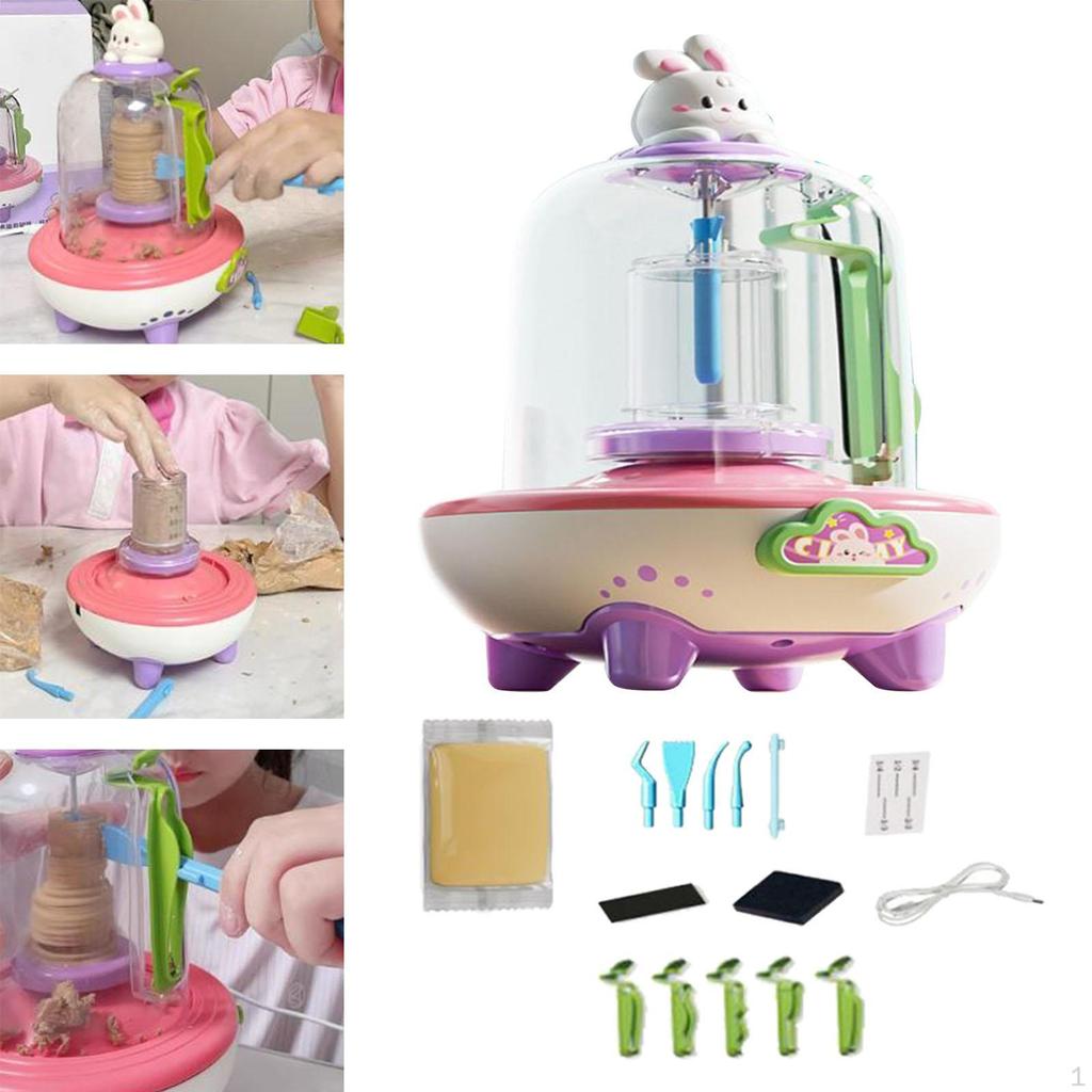 Electric Pottery Wheel for Kids Adjustable Speed Forming Machine Complete Kit Educational