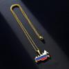 Russia Map Flag Pendant Necklace Stainless Steel Patriotic Jewelry for Men Women