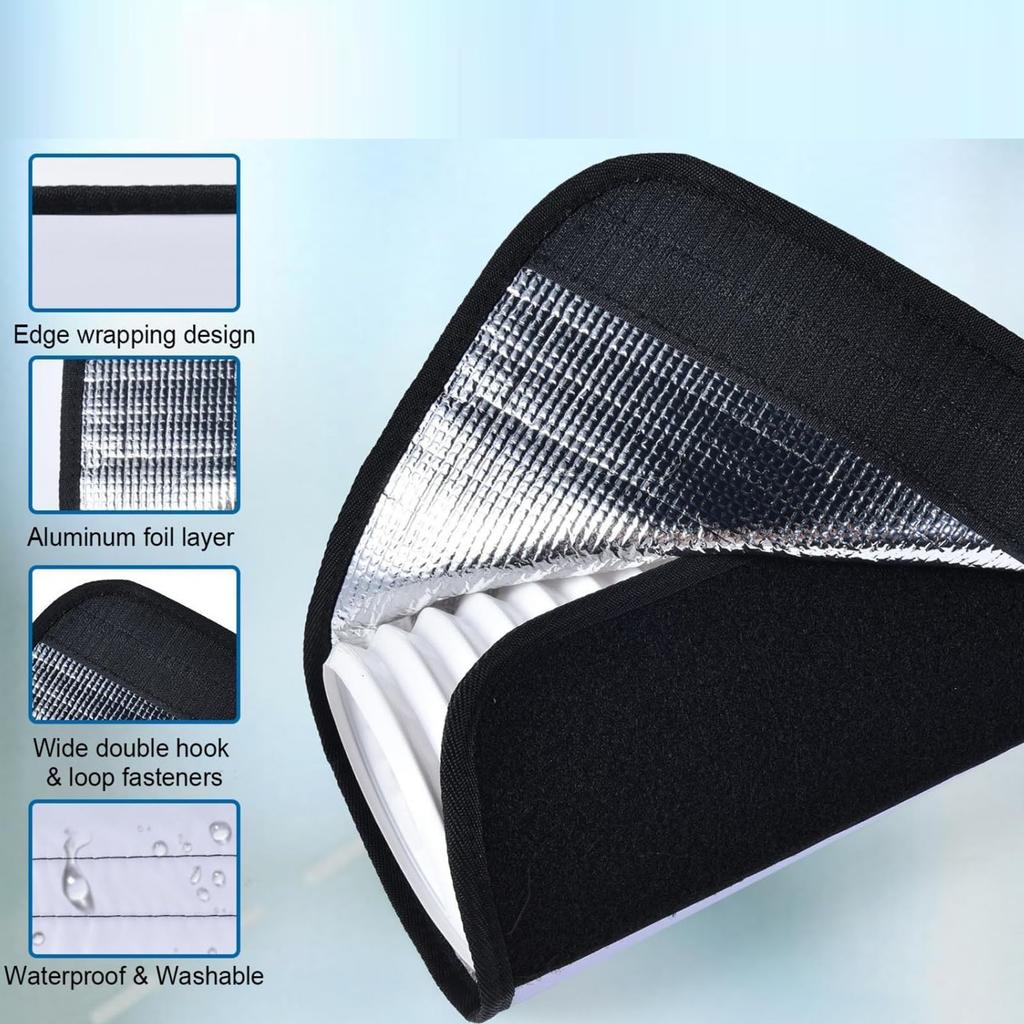 Insulated Portable Air Conditioner Hose Cover With Adjustable Straps Easy Installation Black Sleeve for Duct Vent