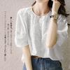 Embroidered Lace Floral Short Puff Body Summer [Sueeya] Women's Blouse, Shirt, Print, Sleeves, Sleeves, Lined, Slimming, Covering, Cute, Stylish,