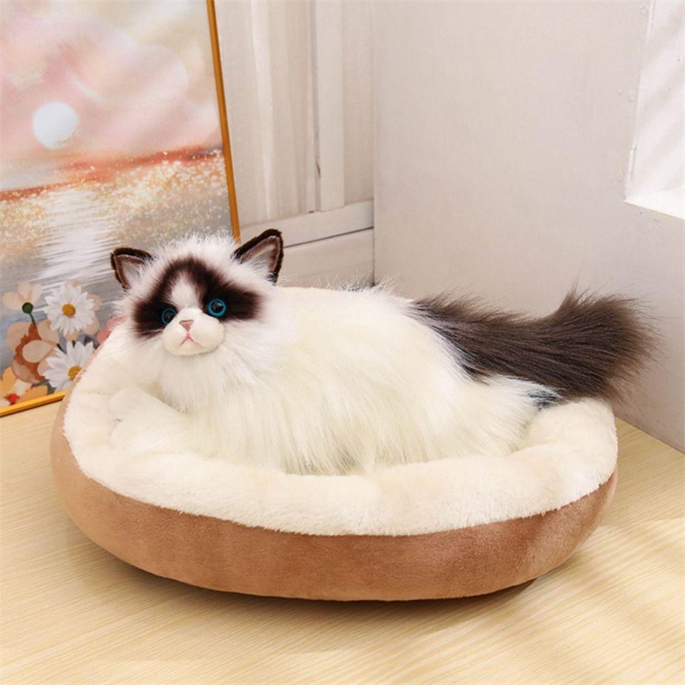 Long Hair Simulated Cat Plush Toys Fluffy Plush Kitty Figures Toy  Children Gift