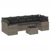 Vidaxl 8-Cz. Garden Furniture Set With Cushions, Grey, Poly Rattan