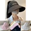 Stylish Wide-brim Summer Hat For Women Anti-uv Ponytail Cap Foldable Design