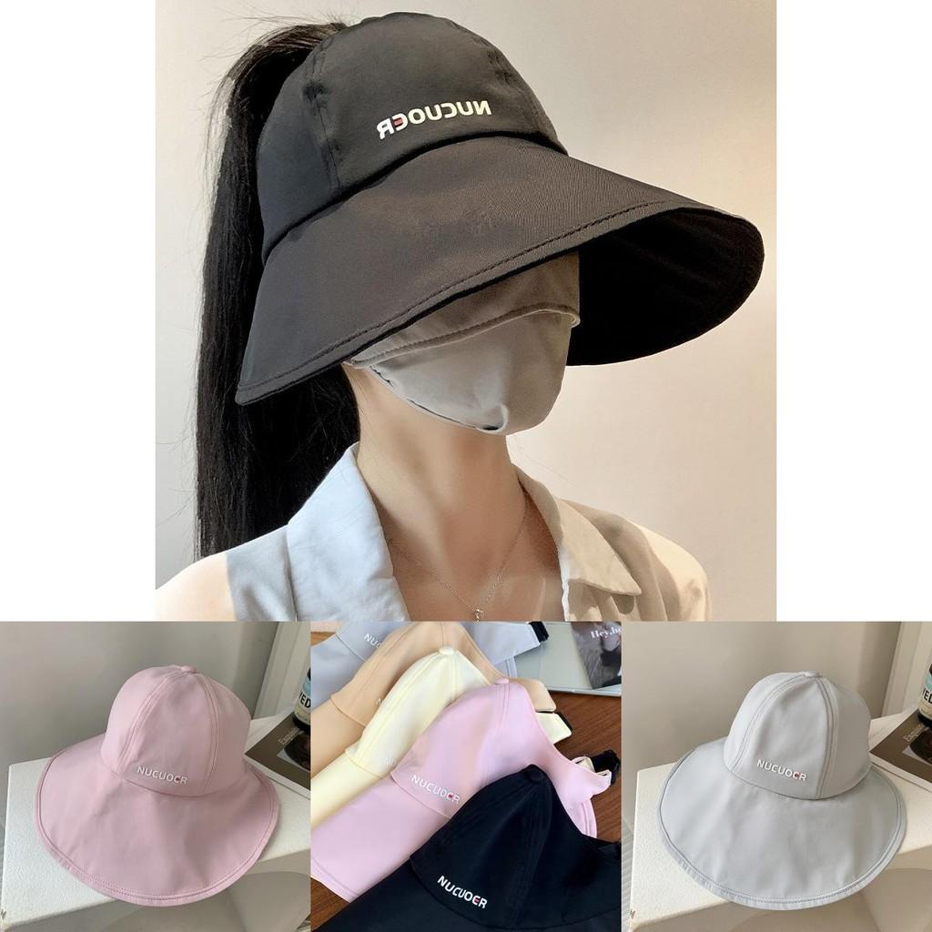 Stylish Wide-brim Summer Hat For Women Anti-uv Ponytail Cap Foldable Design