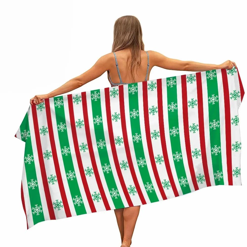 Christmas Microfiber Pool Beach Towel Gifts Portable Quick Fast Dry Sand Outdoor Travel Swim Blanket Thin Yoga Mat For Women Kid