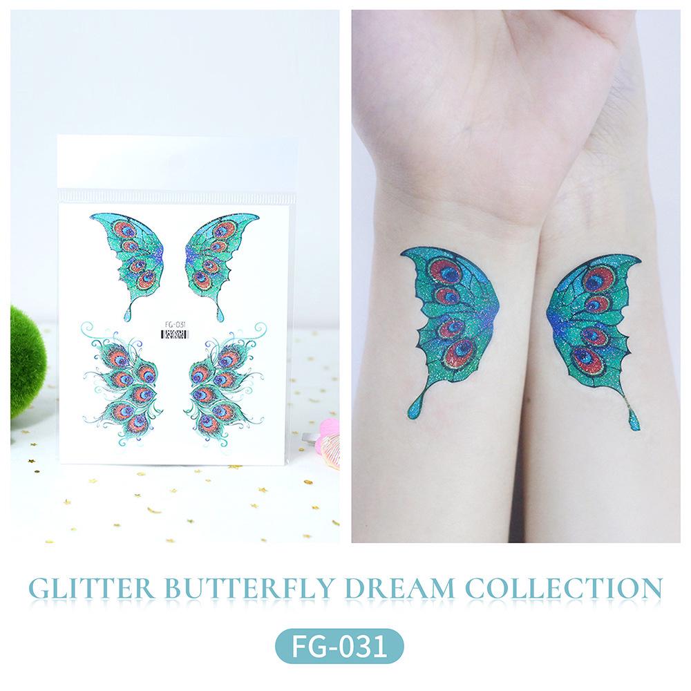 Ruikalong Waterproof Long-Lasting Glitter Butterfly Tattoo Sticker for Children's Makeup