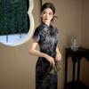 New Chinese-style improved cheongsam women's long slim and thin black jacquard retro national style daily wear dress