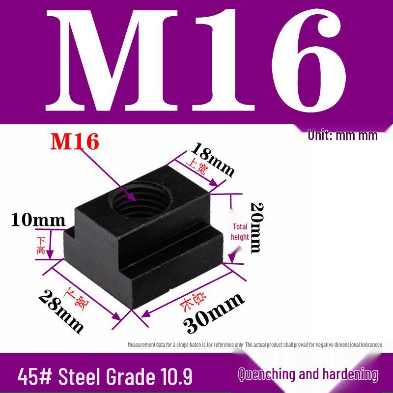 Pressure Plate Trapezoidal T-Slot Nut, Sizes M8-M27