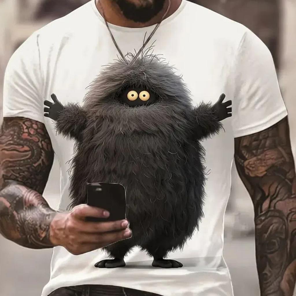 Summer Men's T Shirt Short Sleeve Animal Print Casual O-Neck Oversized Pullover Fashion Streetwear Male Clothing Cat T-Shirts