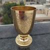Pure Brass Glass Tumbler with Goblet Design - 350 ml, Embossed, Drinking and Serving Water, Yoga and Ayurveda, 2 Piece