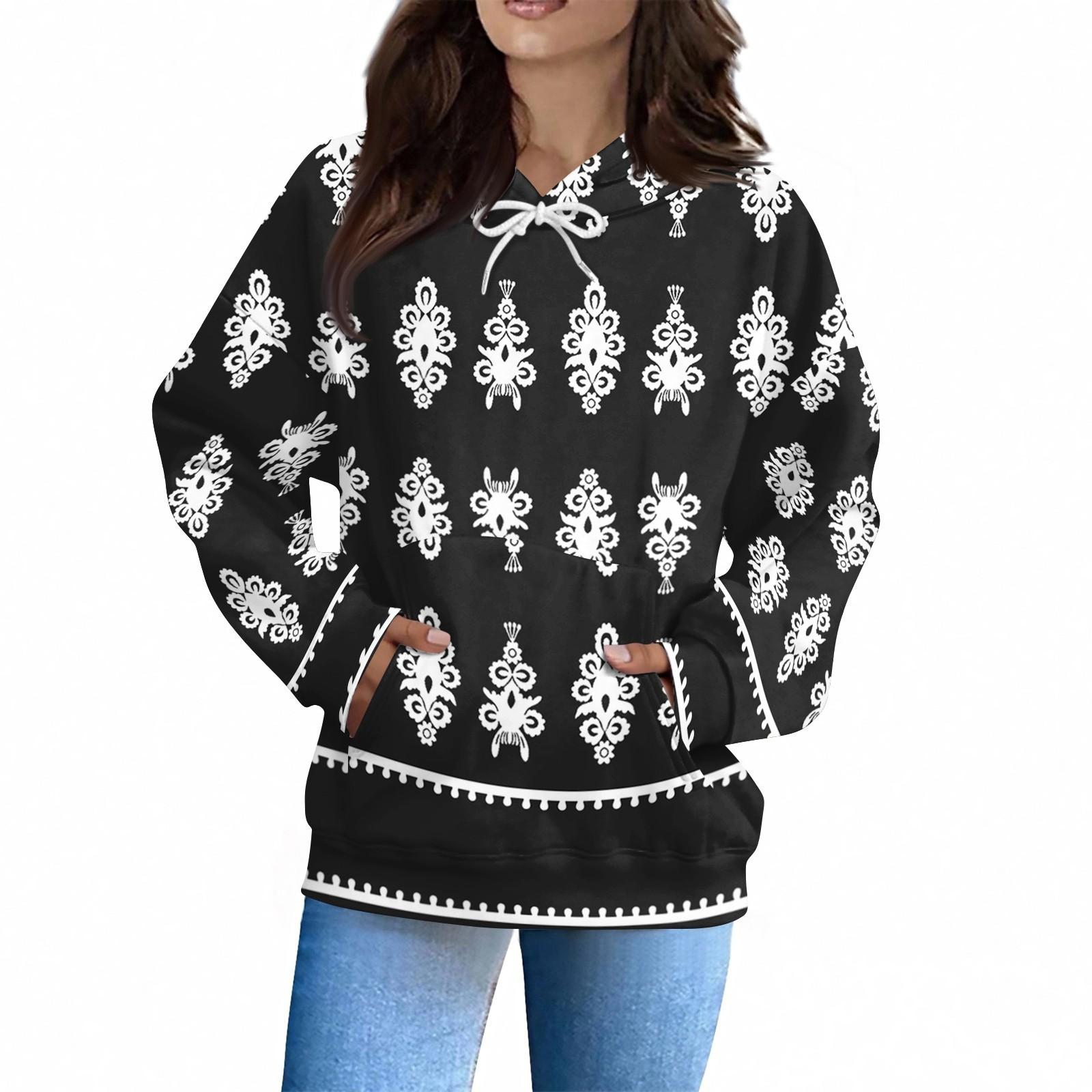 

Женская Мода Повседневная Толстовка Длинный Рукав Принт Топ S