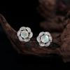 Flower shape design Women's Earrings  Natural round 5.0mm ethiopia opal"lucky stone" 925 sterling silver Fine Jewelry party gifts