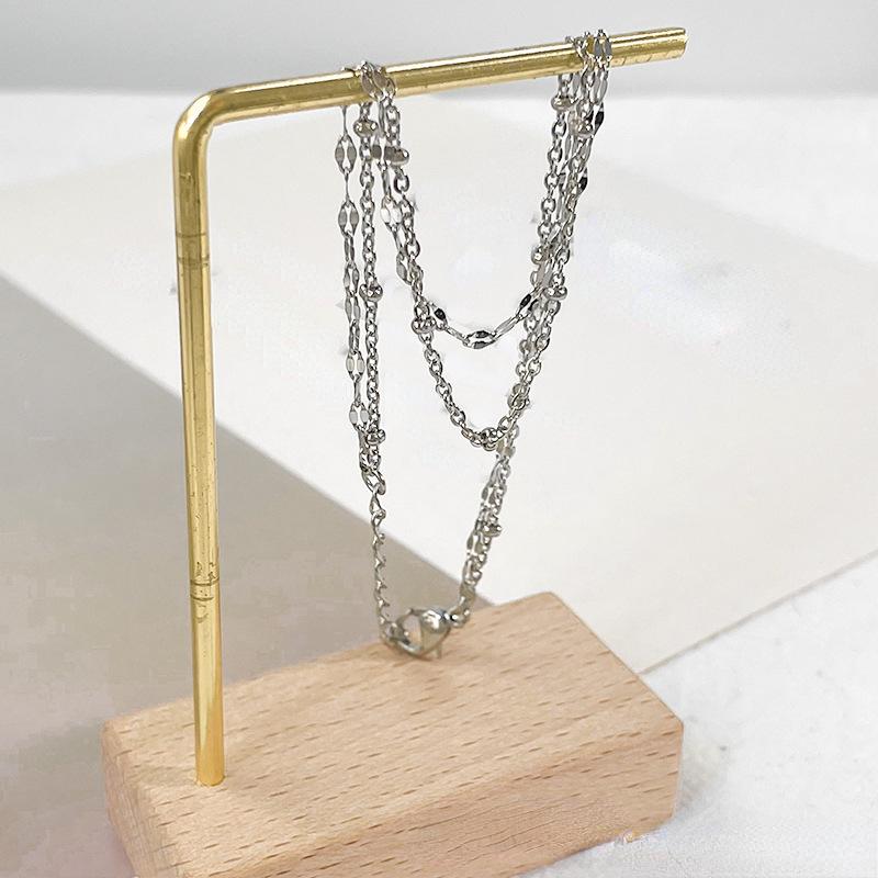 Summer Niche 18K Gold Rose Gold Sparkling Stainless Steel Double Layer Bracelet Anklet Women S Waterproof