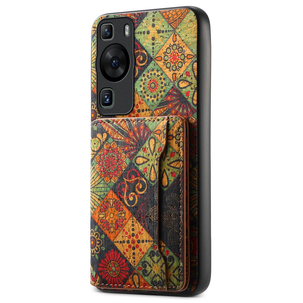 Pro Huawei P60/P60 Pro Pouzdro PU Kůže Držák na Karty Kvetoucí Květ Zádní Kryt na Telefon