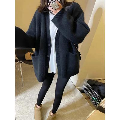 New Soft Waxy Loose Sweater Women's Niche Design Sense Casual Knitted Sweater Cardigan Loose Coat Women