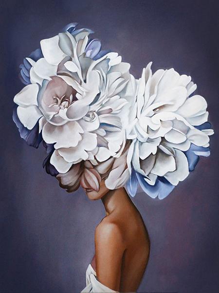 Diamond Painting Woman 5D DIY Full Round Round Diamond Embroidery Girl Portrait Rhinestone Picture Flower Home Decor