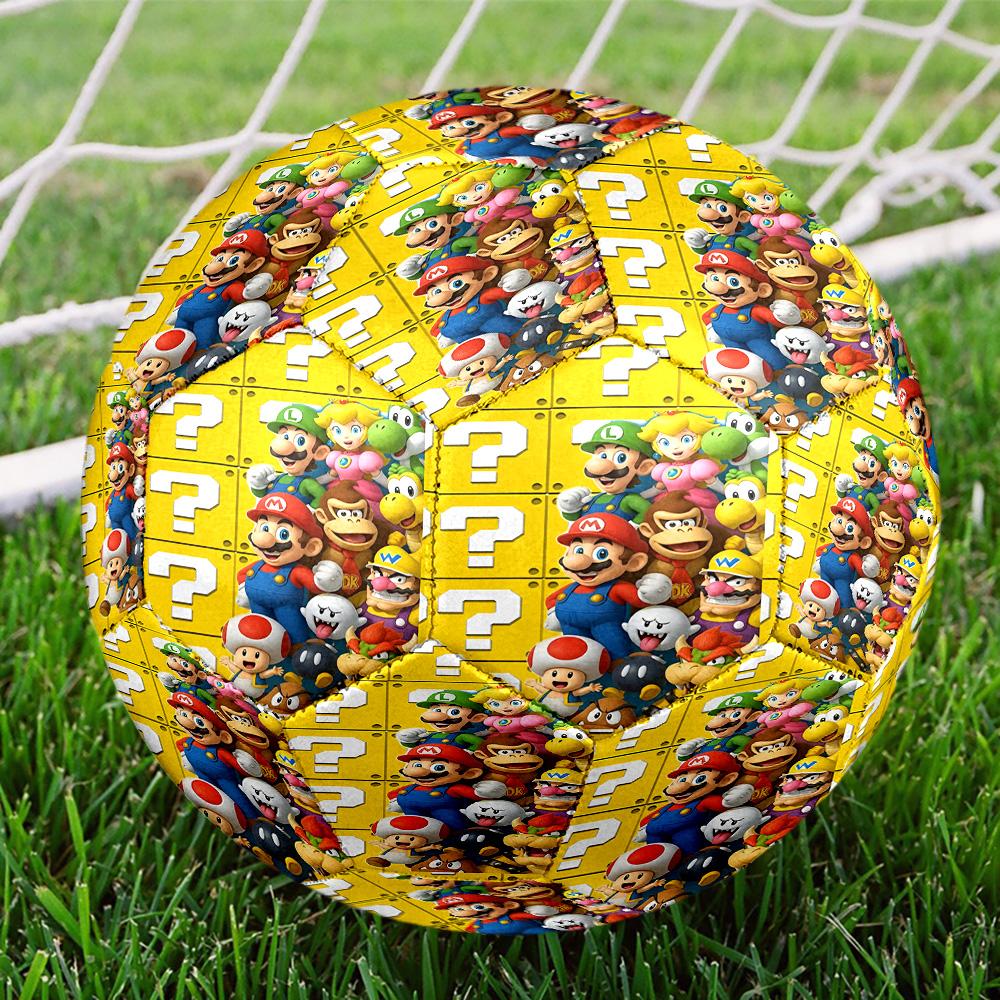 Super Mario Print Size 5 Soccer Ball, Standard Match Football for Sports Game and Team Practice, Ideal Gift for Soccer Fans