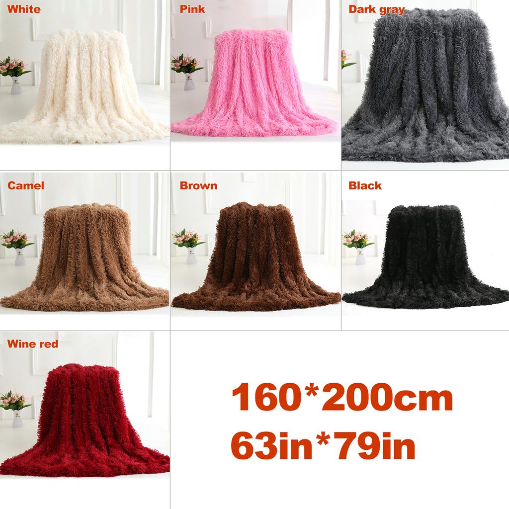 Long Fur Throw Blanket Super Soft Long Shaggy Faux Fur Lightweight Warm Cozy Plush Fluffy
