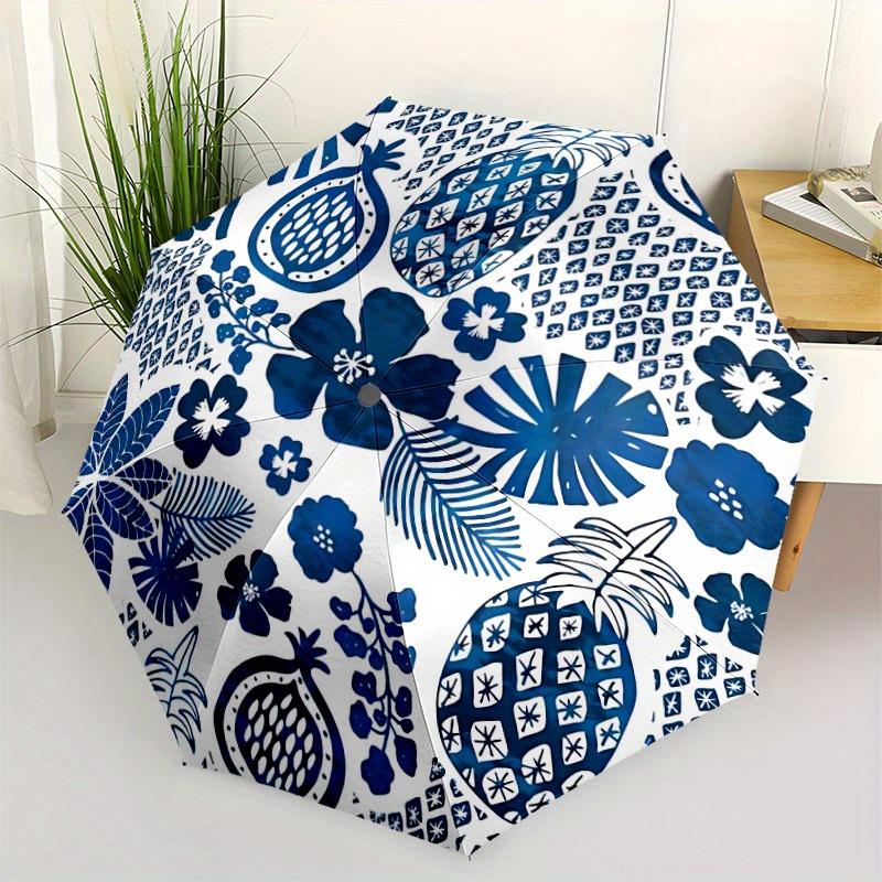 1pc Pineapple Floral Automatic Open/Close Umbrella with One Touch Button,, Windproof Design   Lightweight Portable Umbrella for Women & Men6133